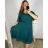 Šaty společenské elegantní šifonové krátký rukáv dámské nadrozměr (XL/2XL/3XL ONE SIZE) ITALSKÁ MÓDA IMM2380735/DUR Barva   královská modrá Velikost   XL/2XL