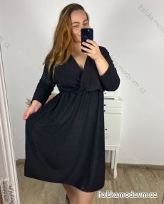 Šaty společenské dlouhý rukáv dámské nadrozměr (3XL/4XL/5XL ONE SIZE) ITALSKÁ MÓDA IM423LINDA