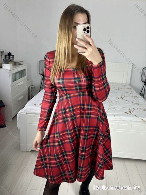 Šaty elegantní vánoční dlouhý rukáv dámské (S/M ONE SIZE) ITALSKÁ MÓDA IMM23M19398/DUR