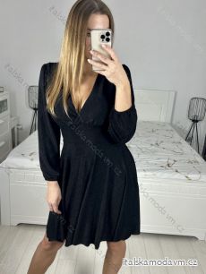 Šaty elegantní třpytivé dlouhý rukáv dámské (S/M ONE SIZE) ITALSKÁ MÓDA IMM23M6353/DU