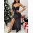 Šaty elegantní třpytivé s flitry na ramínka dámské (S/M ONE SIZE) ITALSKÁ MÓDA IMWAE2342230/DU S/M Černá