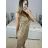 Šaty dlouhé společenské flitrové na ramínka dámské (S/M ONE SIZE) ITALSKá MODA IM323140/DU S/M stříbrná
