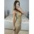 Šaty dlouhé společenské flitrové na ramínka dámské (S/M ONE SIZE) ITALSKá MODA IM323140/DU S/M stříbrná