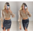 Top croptop třpytivý s flitry dlouhý rukáv dámský (S/M ONE SIZE) ITALSKÁ MÓDA IMPBB22O5200/DUR Černá S/M