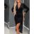 Šaty sametové elegantní dlouhý rukáv dámské (S/M ONE SIZE) ITALSKÁ MÓDA IMD23861/DU Černá S/M