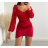 Šaty elegantní krajkové dlouhý rukáv dámské (S/M ONE SIZE) ITALSKÁ MÓDA IMPMD2331288/DU S/M červená