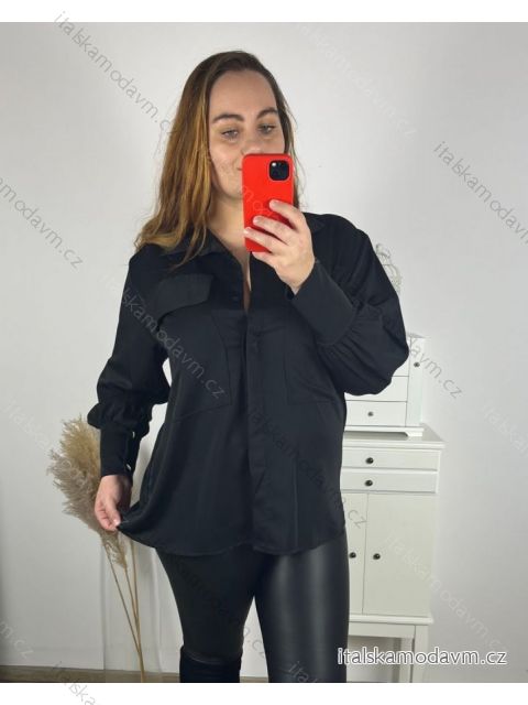 Halenka košile dlouhý rukáv dámská nadrozměr (2XL/3XL ONE SIZE) ITALSKÁ MÓDA IMWT234257/DR 2XL/3XL Černá