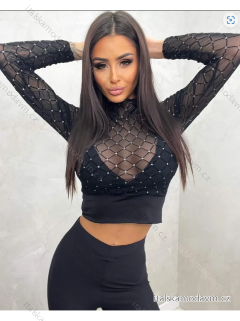 Top croptop dlouhý rukáv dámský (S/M ONE SIZE) ITALSKÁ MÓDA IMPBB23C31061