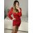Šaty elegantní krajkové dlouhý rukáv dámské (S/M ONE SIZE) ITALSKÁ MÓDA IMPMD2331288/DU S/M červená