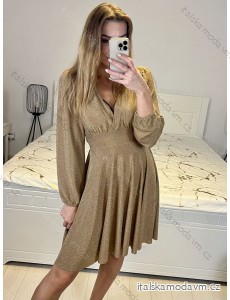 Šaty elegantné trblietavé dlhý rukáv dámske (S/M ONE SIZE) TALIANSKA MÓDA IMM23M6353