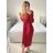 Šaty elegantní flitrové dlouhý rukáv dámské (S/M ONE SIZE) ITALSKá MóDA IMM23M30557/DU S/M červená