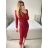 Šaty elegantní flitrové dlouhý rukáv dámské (S/M ONE SIZE) ITALSKá MóDA IMM23M30557/DU S/M červená