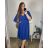 Šaty společenské elegantní plesové krátké krátký rukáv dámské (L/XL/2XL) FRANCOUZSKÁ MÓDA FMF24JOLANA/DU XL/2XL královská modrá