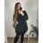 Šaty elegantní třpytivé dlouhý rukáv dámské nadorzměr (2XL/3XL ONE SIZE) ITALSKá MóDA IMC23AMELIA/DUR 2XL/3XL Černá