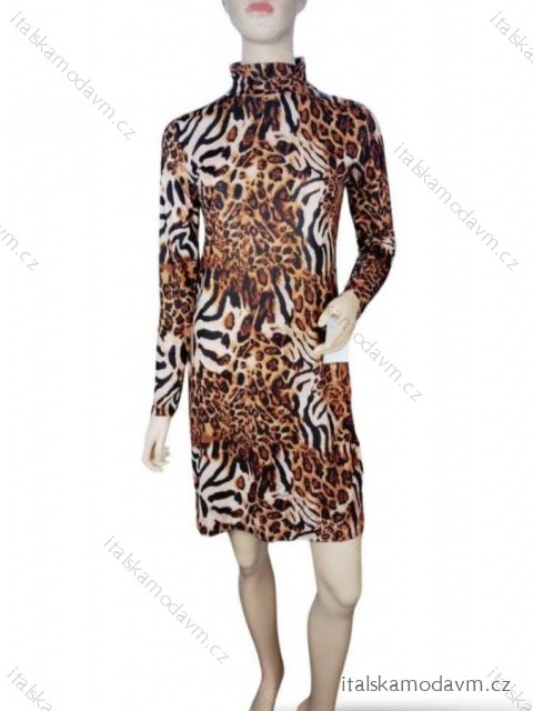 Šaty elegantní dlouhý rukáv icecool dámské (S/M ONE SIZE) ITALSKÁ MODA IMM22W560/DR S/M Leopardí