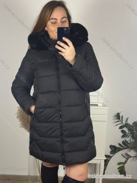 Bunda zimná s kapucňou dámska nadrozmer (3XL-7XL) POĽSKÁ MODA BLI2381296/DU