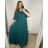 Šaty dlouhé společenské krátký rukáv dámské nadrozměr (XL/2XL ONE SIZE) ITALSKÁ MÓDA IMPSH2350260/DU XL/2XL smaragdová