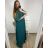 Šaty dlouhé společenské krátký rukáv dámské nadrozměr (XL/2XL ONE SIZE) ITALSKÁ MÓDA IMPSH2350260/DU XL/2XL smaragdová