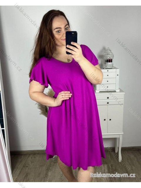 Šaty oversize krátký rukáv dámské nadrozměr (3XL/4XL/5XL ONE SIZE) ITALSKÁ MÓDA IMBM23OVER/DUR