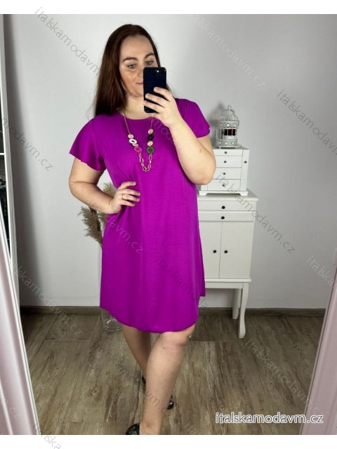 Šaty oversize krátký rukáv dámské nadrozměr (XL/2XL/3XL ONE SIZE) ITALSKÁ MÓDA IMBM23NEKLES/DU