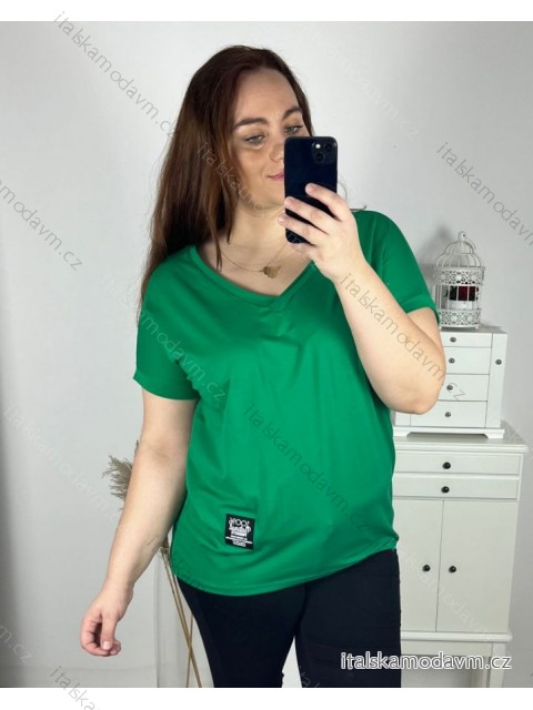 Tričko krátký rukáv dámská nadrozměr (2XL/3XL/4XL ONE SIZE) ITALSKÁ MÓDA IMC23080