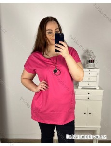 Tunika oversize krátký rukáv s přívěskem nadrozměr (3XL/4XL ONE SIZE) ITALSKÁ MÓDA IMC23146/DU