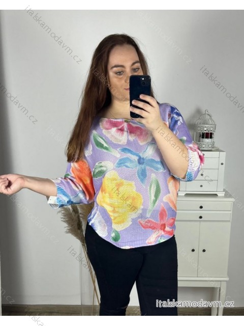 Svetr tenký dlouhý rukáv dámský nadrozměr (3XL/4XL/5XL ONE SIZE) ITALSKá MODA IMC24ELBA/DU
