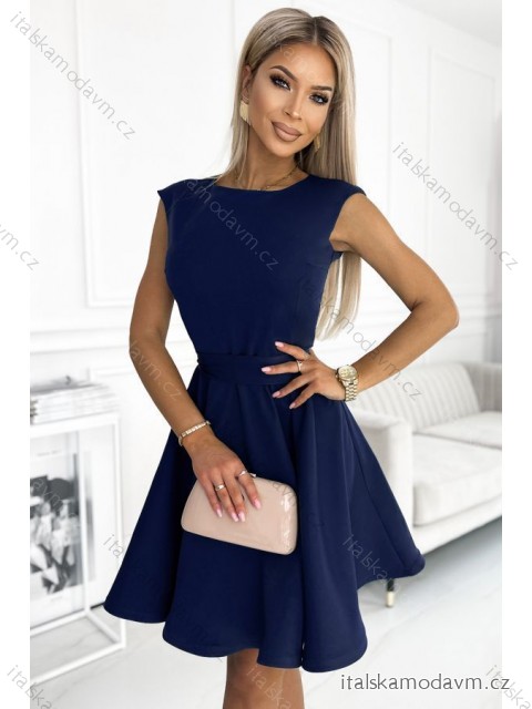 Šaty elegantní krátký rukáv dámské (M ONE SIZE) ITALSKÁ MÓDA NAM244423/DU