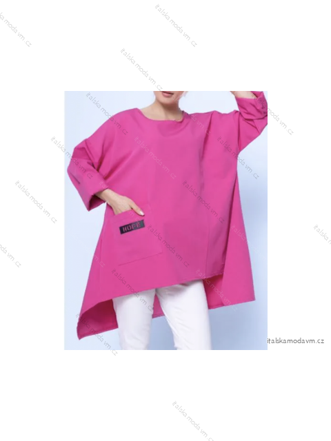 Tunika oversize dlouhý rukáv dámská (L/XL ONE SIZE) ITALSKÁ MÓDA IMPLI2437796/DU -   tmavě růžová -   L/XL