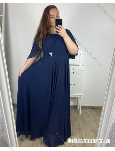 Šaty dlouhé společenské krátký rukáv dámské nadrozměr (XL/2XL ONE SIZE) ITALSKÁ MÓDA IMPSH2350252