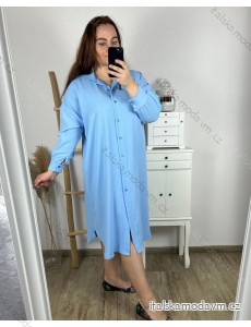 Šaty košilové dlouhý rukáv dámské nadrozměr (3XL/4XL ONE SIZE) ITALSKÁ MÓDA IM424076