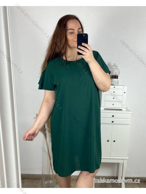 Šaty krátký rukáv dámské nadrozměr (3XL/4XL ONE SIZE) ITALSKÁ MÓDA IMBM24025