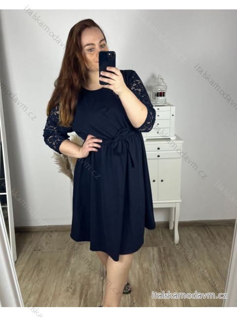 Šaty elegantní dlouhý rukáv dámské nadrozměr (2XL/3XL ONE SIZE) ITALSKá MóDA IM424LOVE