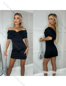 Šaty elegantní krátký rukáv dámské (S/M ONE SIZE) ITALSKÁ MÓDA IMPLS2431843