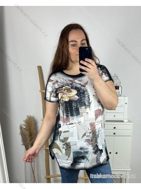 Tunika krátky rukáv dámske nadrozmerné (2XL/3XL/4XL ONE SIZE) TURECKÁ MODA TM923TUNIKABA