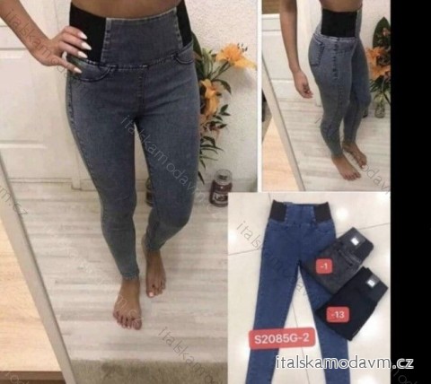 Kalhoty skinny s vysokým pasem dlouhé dámské (26-32) M.SARA MA620S2085G-1/DR 26 Tmavě Šedá