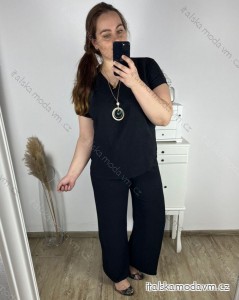 Souprava s řetízkem oversize kalhoty a tričko s krátkým rukávem  dámská nadrozměr (M/L/XL ONE SIZE) ITALSKÁ MÓDA IMC24KLAIDA/DR