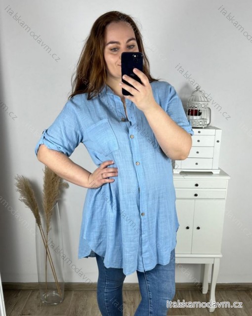 Košeľa predĺžená dlhý rukáv dámske nadrozměr (XL/2XL/3XL ONE SIZE) TALIANSKA MóDA IM323GESHA