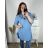 Tunika prodloužená košilová dlouhý rukáv mušelín dámské nadrozměr (XL/2XL ONE SIZE) ITALSKÁ MÓDA IMC24008/DR zelená limetková