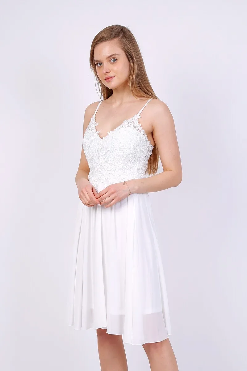 Šaty elegantní na ramínka dámské (S/M ONE SIZE) ITALSKÁ MÓDA IMPSH248902 bílá S/M