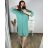 Šaty košilové dlouhý rukáv dámské nadrozměr (XL/2XL/3XL ONE SIZE) ITALSKÁ MÓDA IMC24OLGA/DR XL/2XL modrá mintova
