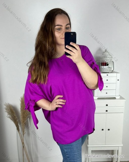 Tunika krátký rukáv dámská nadrozměr (5XL/6XL/7XL ONE SIZE) ITALSKÁ MÓDA IMBM24BELLA