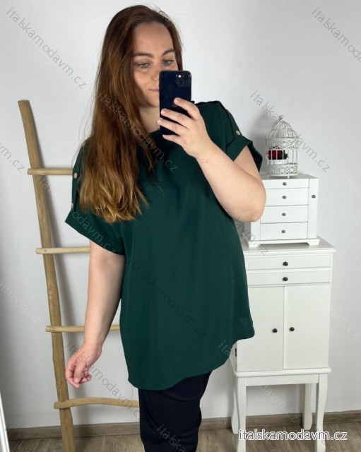 Tunika krátký rukáv dámská nadrozměr (3XL/4XL ONE SIZE) ITALSKÁ MÓDA IMWQ24063/DU