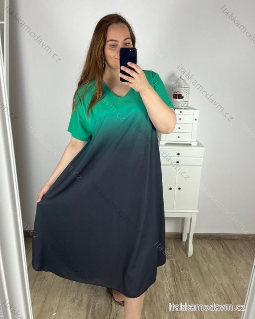 Šaty letní krátký rukáv dámské nadrozměr (3XL/4XL ONE SIZE) ITALSKÁ MÓDA IMWQ24076-6/DUR