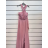 Šaty dlouhé společenské bez rukávu dámské (S/M ONE SIZE) ITALSKÁ MÓDA IMPSH2450106 světle modrá S/M