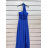 Šaty dlouhé společenské bez rukávu dámské (S/M ONE SIZE) ITALSKÁ MÓDA IMPSH2450106 světle modrá S/M