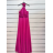 Šaty dlouhé společenské bez rukávu dámské (S/M ONE SIZE) ITALSKÁ MÓDA IMPSH2450106 světle modrá S/M