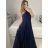 Šaty dlouhé společenské bez rukávu dámské (S/M ONE SIZE) ITALSKÁ MÓDA IMPSH2450106 světle modrá S/M