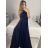 Šaty dlouhé společenské bez rukávu dámské (S/M ONE SIZE) ITALSKÁ MÓDA IMPSH2450106 světle modrá S/M