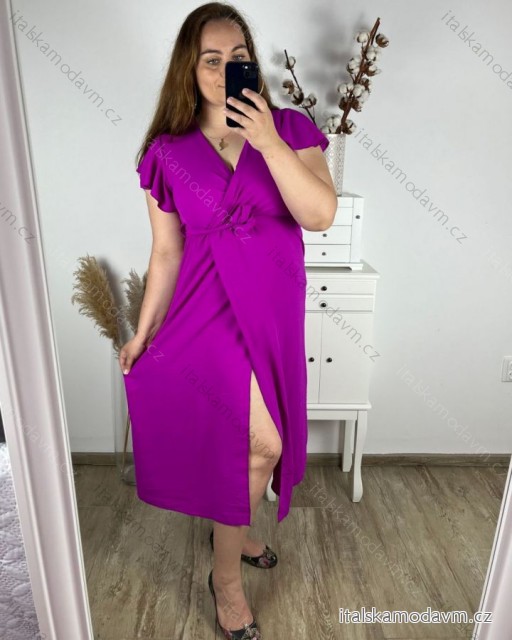 Šaty dlouhé letní krátký rukáv dámské (S/M/L/XL ONE SIZE) ITALSKÁ MODA IMD24042/DR